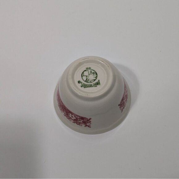 Syracuse Strawberry Hill Custard Cup White Red Floral Mid-Century Collectible - Picture 9 of 11